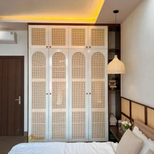 Tủ quần áo phối cánh mây vòm
