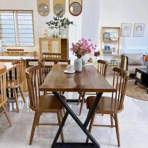 BỘ BÀN ĂN CHÂN SẮT CHỮ Z