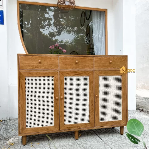 TỦ GIÀY 3 CÁNH 3 HỘC PHỐI MÂY