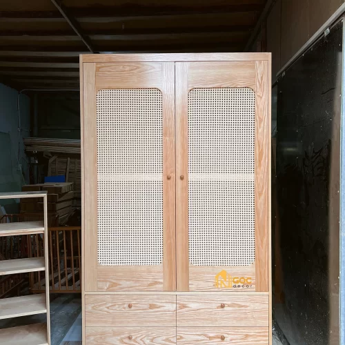 TỦ QUẦN ÁO RATAN M1 PHỐI MÂY