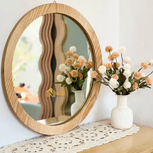 GƯƠNG TRÒN GỖ SỒI