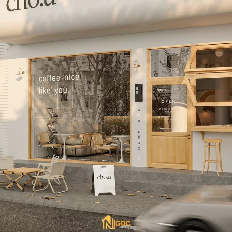 THIẾT KẾ NGOẠI THẤT, NỘI THẤT CAFE CHOU COFFEE