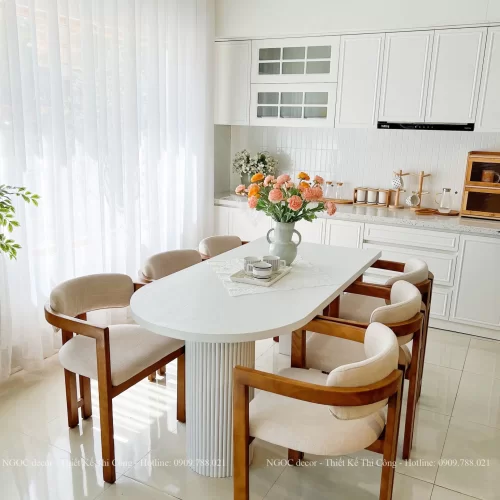 BỘ BÀN COLUMN TRẮNG PHỐI GHẾ NEO